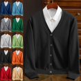 thumbnail image 1 of Zysthvn Lightweight Mens Winter Jacket Sweater Athletic Single Breasted Coats for Men V-Neck Solid Long Sleeve, 1 of 7