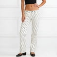 thumbnail image 1 of Zysthvn Low Rise Work Jeans for Women Casual Polka Dot Straight Leg Denim Womens Trousers Tall Zipper Button with Pockets Loose Pants, 1 of 6