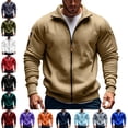 thumbnail image 1 of Zysthvn Mens Jackets Casual Warm Thick Fall Full Zip Coats for Men Long Sleeve Stand Collar with Pockets Solid, 1 of 5
