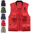 thumbnail image 1 of Zysthvn Outdoor Jackets for Men for Winter Lightweight Cargo Athletic Mens Vest Jacket Half Zip with Pockets Solid V-Neck Jackets, Red XXL, 1 of 7