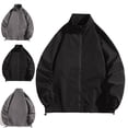 thumbnail image 1 of Zysthvn Outdoor Mens Lightweight Jacket Casual Fall Full Zip Mens Outerwear Solid with Pockets Long Sleeve Stand Collar, 1 of 4