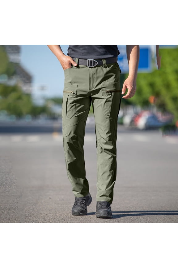 Outdoor Work Pants for Men Tactical Athletic Straight Leg Cargo Trousers for Men Fancy Solid with Pockets Full Length Pants