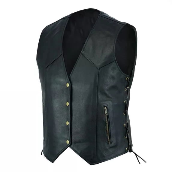 Zysthvn Plus Size Jackets for Men for Winter Lightweight Leather Fall Casual Vest for Men Button Solid V-Neck with Pockets Vests, Black XXXL
