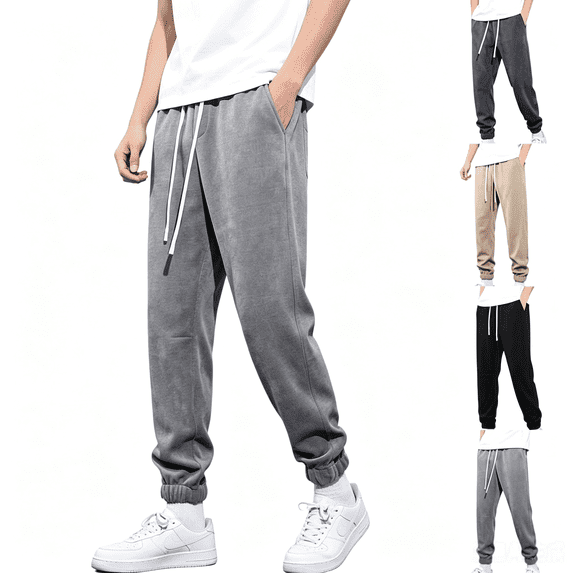 ZORYEVY Plus Size Mens Pants Athletic Running Fall Workout Joggers Trousers for Men with Pockets Elastic Waist Breathable Solid Drawstring Pants