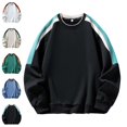 thumbnail image 1 of Zysthvn Pullover Loose Sweatshirts for Men Cotton Long Sleeve Casual Fall Mens Sweatshirts Crewneck Lightweight Color Block Loose Mens Tops, 1 of 9