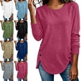 thumbnail image 1 of Zysthvn Pullover Womens Crewneck Sweatshirt Casual Lightweight Fall Solid Sweatshirts for Women Loose Fit Long Sleeve Tops, 1 of 8