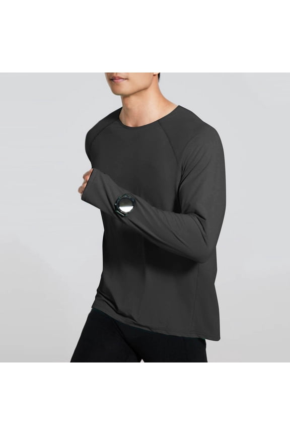 Quick Dry Men Tops and Shirts Fall Sun Protection Casual Long Sleeve Men Tee Shirts Crew Neck Lightweight Solid Relaxed Fit Tops