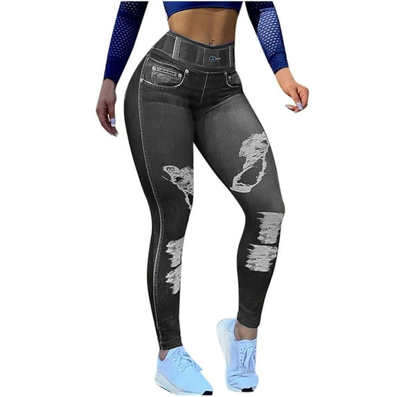 Zysthvn Skinny Womens Jeans Casual Oversized Womens Trousers Pants High Waisted Button Slim Fit with Pockets Ripped Solid Pants