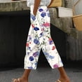 thumbnail image 1 of Zysthvn Straight Leg Capris for Women Floral Summer Cropped Casual Womens Pants Loose with Pockets Drawstring, 1 of 5