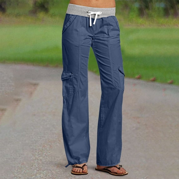 Zysthvn Straight Leg Lightweight Pants Women Athletic Summer Workout Sweatpants Loose Womens Trouser Pants Drawstring Solid with Pockets Elastic Waist