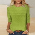 thumbnail image 1 of Zysthvn Summer Casual Tops for Women 3/4 Sleeve T Shirts for Women Loose Fit Solid Crew Neck Breathable, 1 of 5