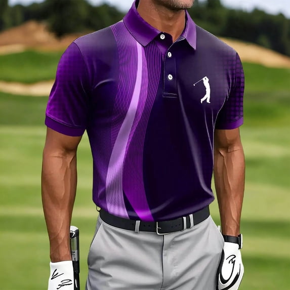Zysthvn Summer Men's Tops Shirts Polo Casual Tennis Work T Shirts for Men Short Sleeve Lapel Printed Tops