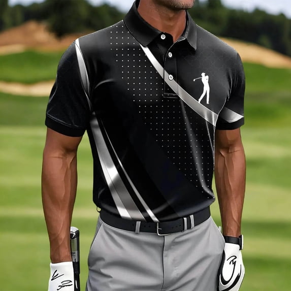 Zysthvn Summer Shirts for Men Tennis Polo Casual Mens Shirts Short Sleeve T Shirts Lapel Printed Tops