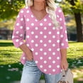 thumbnail image 1 of Zysthvn Tunic Casual Tops for Women Plus Size Summer Polka Dot 3/4 Sleeve Women Tshirts Loose Fit V-Neck Lightweight, 1 of 6