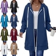 thumbnail image 1 of Zysthvn Tunic Womens Full Zip Hoodie Fall Drawstring Casual Sweatshirt Womens Loose Fit Long Sleeve Solid with Pockets Tops, 1 of 9