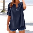 thumbnail image 1 of Zysthvn Tunic Womens Tops Summer Casual Plus Size 3/4 Sleeve Women Tshirt Loose Fit V-Neck Solid Lightweight, 1 of 7