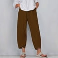 thumbnail image 1 of Zysthvn Wide Leg Womens Capris for Summer Plus Size Casual Cropped Pants Womens Elastic Waist Pants Loose with Pockets Lightweight Solid, 1 of 4