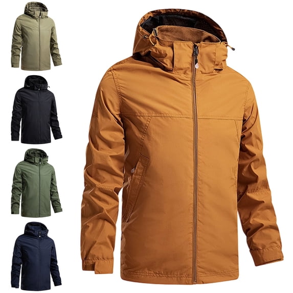 Zysthvn Winter Jackets for Men Casual Lightweight Athletic Outdoor Running Sports Coats for Men Hiking Hooded with Pockets Solid Full Zip