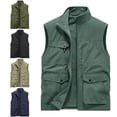 thumbnail image 1 of Zysthvn Winter Light Jackets for Men Cargo Athletic Outdoor Vests for Men Solid with Pockets Stand Collar Fishing Jackets, Army Green XXL, 1 of 5