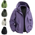 thumbnail image 1 of Zysthvn Winter Light Jackets for Men Casual Rain Athletic Outdoor Mens Coats Hooded with Pockets Hiking Full Zip Solid, 1 of 9