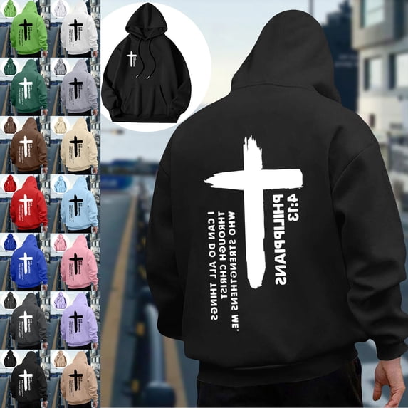 Zysthvn Winter Men Hoodies Casual Pullover Graphic Sweatshirts for Men Hooded Drawstring Long Sleeve with Pockets