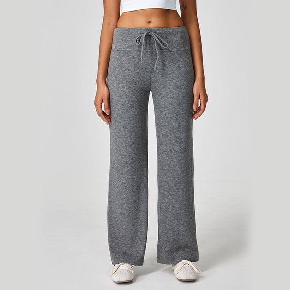 Zysthvn Women's Summer Pants Casual High Waisted Straight Leg Sweatpants Elastic Waist Trousers for Women Pants Drawstring Solid Loose Lightweight