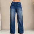 thumbnail image 1 of Zysthvn Womens Jeans Mid Rise Casual Cotton Blend Wide Leg Womens Trousers Loose with Pockets Solid Stretch Drawstring Pants, 1 of 6