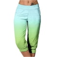 thumbnail image 1 of Zysthvn Womens Summer Capris Casual Cropped Gradient Joggers Lounge Pants Women Fitted Elastic Waist Lightweight with Pockets, 1 of 6