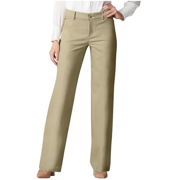 Zysthvn Womens Tall Pants Summer Casual Straight Leg Lightweight Womens Trousers Solid Loose with Pockets Button