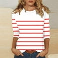 thumbnail image 1 of Zysthvn Womens Tops Casual 3/4 Sleeve Summer Striped Plus Size Women Shirt Lightweight Loose Fit Crew Neck, 1 of 5