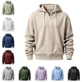 thumbnail image 1 of Zysthvn Workout Mens Winter Hoodies Full Zip Casual Sweatshirts for Men Hooded Drawstring Long Sleeve Solid Basic, 1 of 7