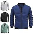 thumbnail image 1 of Zysthvn Workwear Light Jackets for Men Bomber Athletic Fall Coats for Men Stand Collar Solid Long Sleeve Full Zip with Pockets, 1 of 3