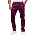 thumbnail image 1 of Zysthvn Workwear Men's Pants Slim Fit Casual Fall Straight Leg Trousers for Men Winter with Pockets Button Lightweight Solid Pants, Purple L, 1 of 1