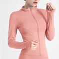 thumbnail image 1 of Zysthvn Yoga Womens Lightweight Jackets Plus Size Fall Full Zip Long Sleeve Outerwear for Women Stand Collar Slim Fit Solid Tops, 1 of 3