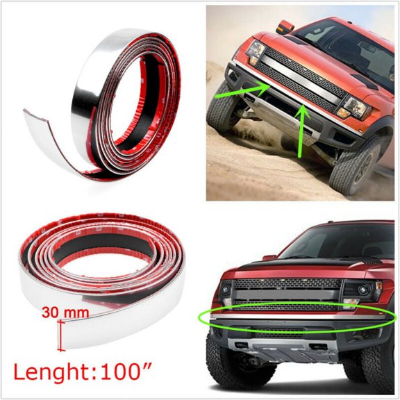 Zyutaosan 100" Car Bumper Door Edge Lip Guard Chrome Decor Protector Moulding Trim Strip