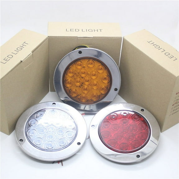 Zyutaosan 16-Led 12V 24V Round Clear Lens Yellow Tail Lights Back-Up Reverse Lamps For Truck Trailer Rv 1Pc