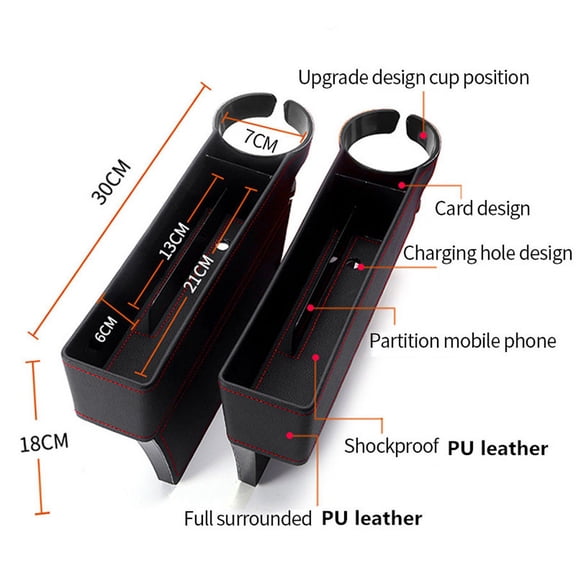 Zyutaosan 1Pc Beige Car Seat Gap Filler Organizer Pocket Seat Storage Box Multi-Function Pu Leather Box Universal