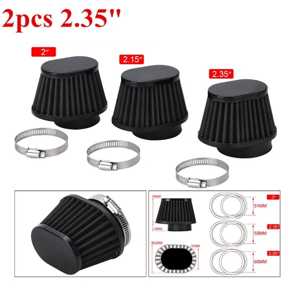 Zyutaosan 2Pcs Motorcycle Air Filter 2.35" 60Mm Universal For Motor Car Bike Cold Air Intake High Flow Cone Filter Mushroom Head