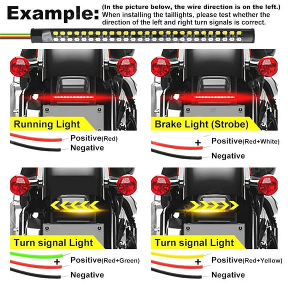 Zyutaosan 2Pcs Motorcycle Led Rear Turn Signal Brake Light Stop Daytime Running Lights For Motorcycle Atv,Waterproof 7.5Inch Double Color Light Dc12V.