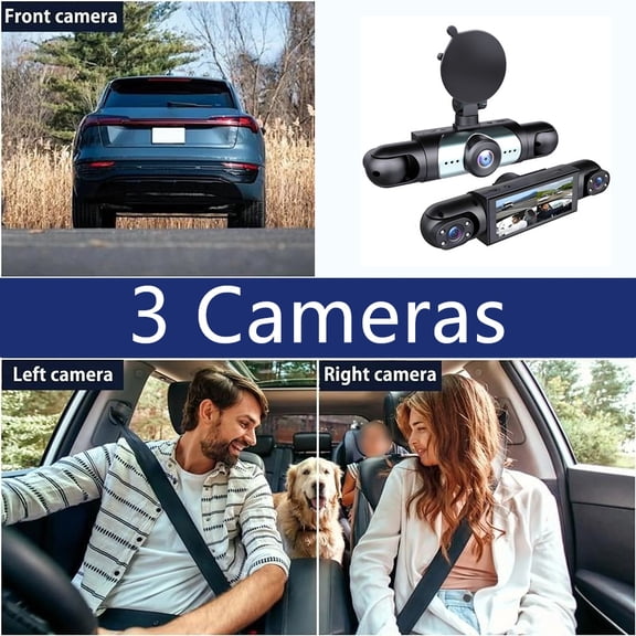 Zyutaosan 3 Channel 1080P Hd Car Dash Cam Front And Inside Left Right With 64Gb Memory Card