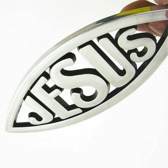 Zyutaosan 3D Car Sticker Silver Jesus Fish Emblems Christian Symbol