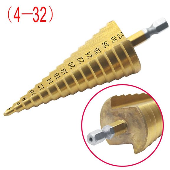 Zyutaosan 3Pcs Set Sheet Metal Tools Drill 4-12/20/32Mm Hex Titanium Step Cone Drill Bit Hole Cutter Workshop Tools Car Body Repair Tool