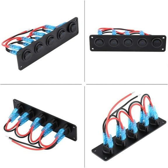 Zyutaosan 5 Gang Toggle Rocker Switch Panel For Car Boat Marine Rv Truck Blue Led 12V