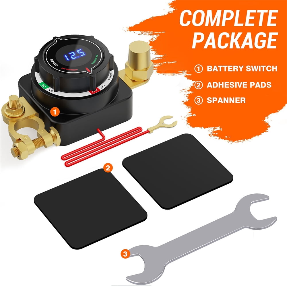 Zyutaosan Battery Disconnect Switch with Voltmeter, DC 5-80V On Off Kill Switch RV Marine