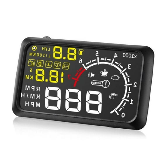 Zyutaosan Car Lcd 5.5" Hud Head Up Display Over Speed Warning Vehicle Obd2 Speedometers Of Vehicle Speed, Engine Speed, Water Temperature, Driving Mileage