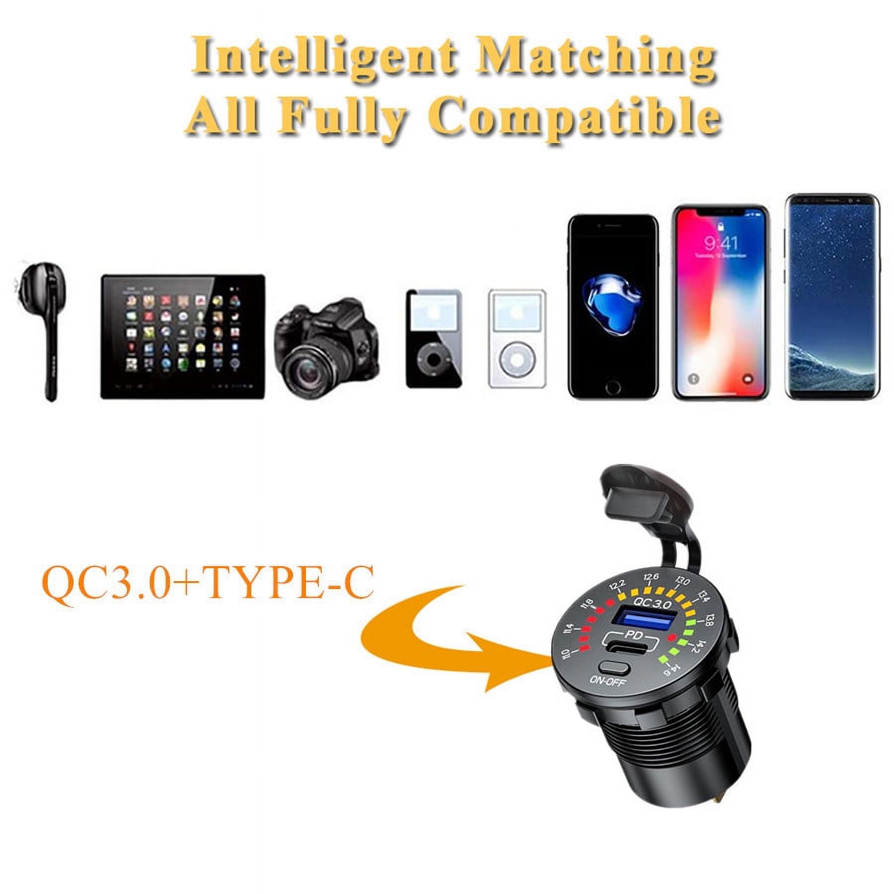 Zyutaosan Car Usb Socket Qc 3.0 + Pd TypeC Usb Charger Led Voltage