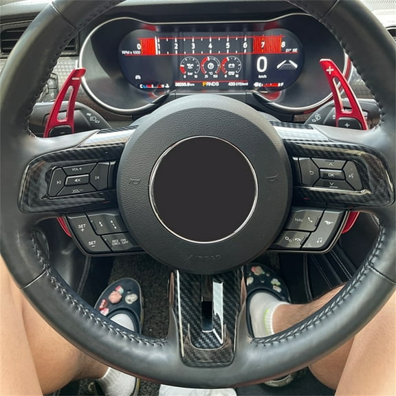 Zyutaosan Carbon Fiber Look Interior Steering Wheel Cover Trim For Ford Mustang 15+ Accessories