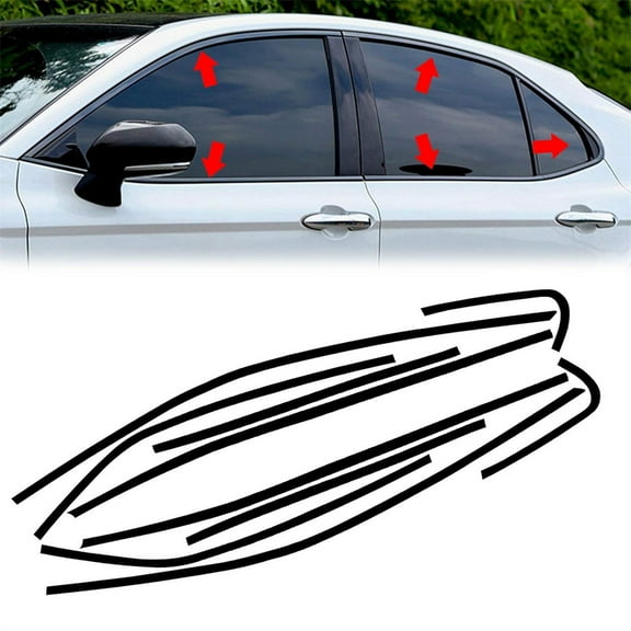 Zyutaosan Chrome Delete Blackout Overlay Window Trim Bright Black For Toyota Camry 2018-23