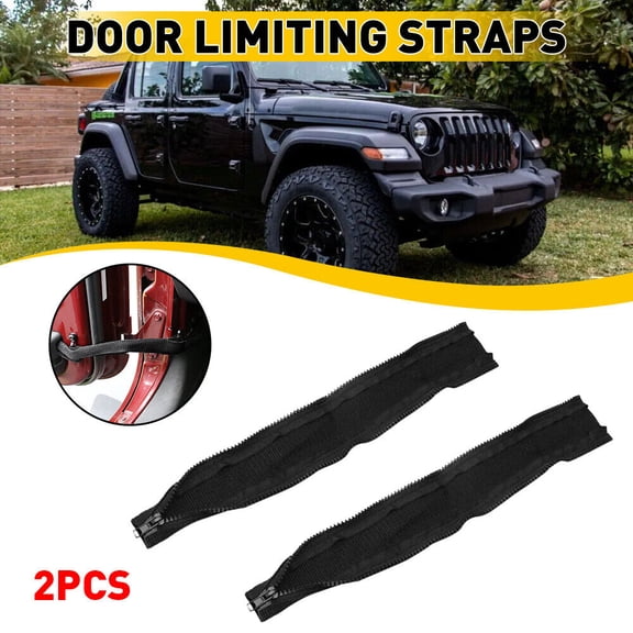 Zyutaosan Door Limiting Straps For Jeep Wrangler Jk Jku Door Strap With Zipper Black 2Pcs