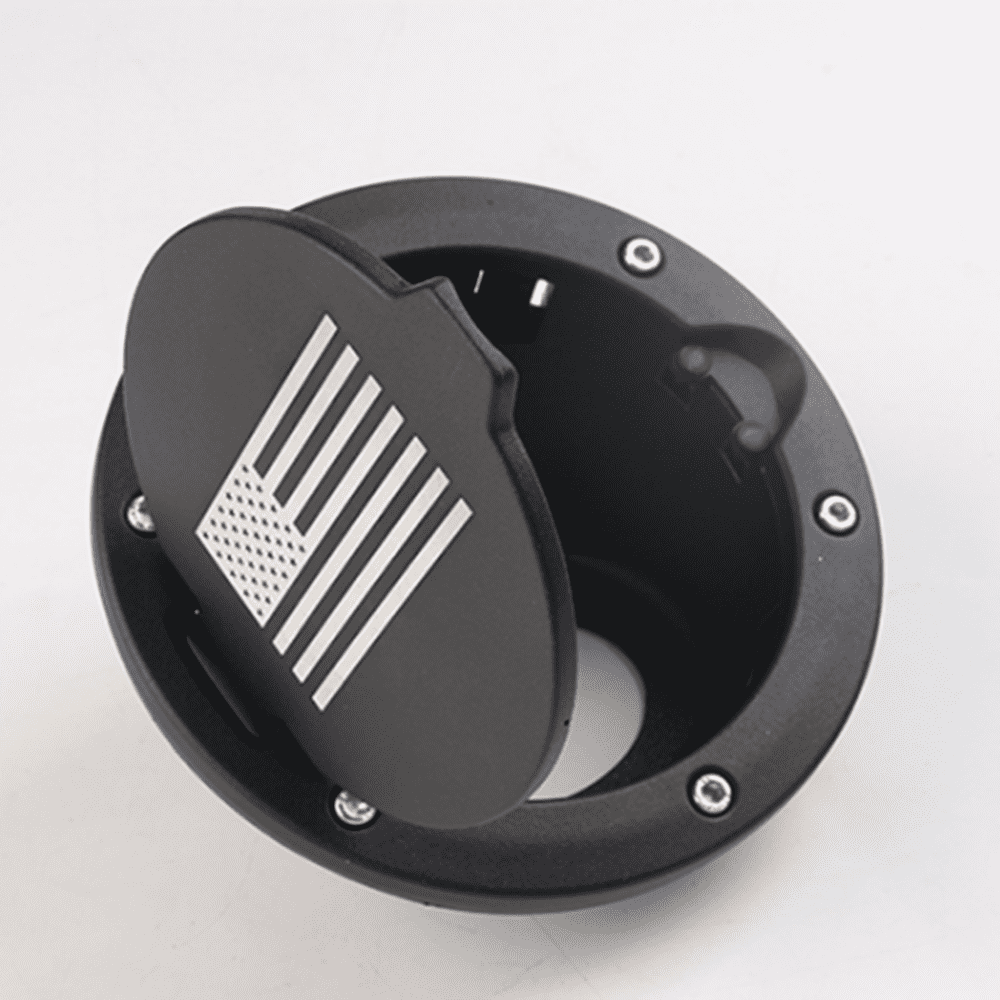 Black Aluminum Locking Fuel Filler Door Cover With Key For Jeep Wrangler JK - Direct Fit Replacement 7 thumbnail image